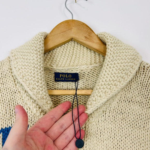 Polo Ralph Lauren Cream Boating Nautical Chunky Knit Zipped Cardigan UK L - Picture 5 of 15